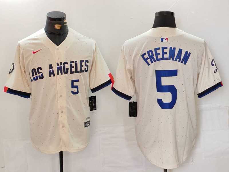 Men%27s Los Angeles Dodgers #5 Freddie Freeman Number Cream 2024 City Connect Limited Stitched Jerseys->los angeles dodgers->MLB Jersey
